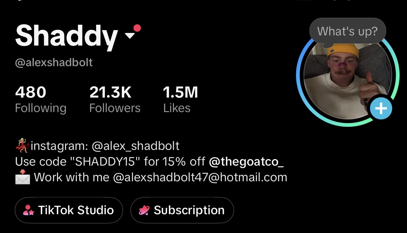 TikTok profile @alexshadbolt: 21.3K followers, 1.5M likes